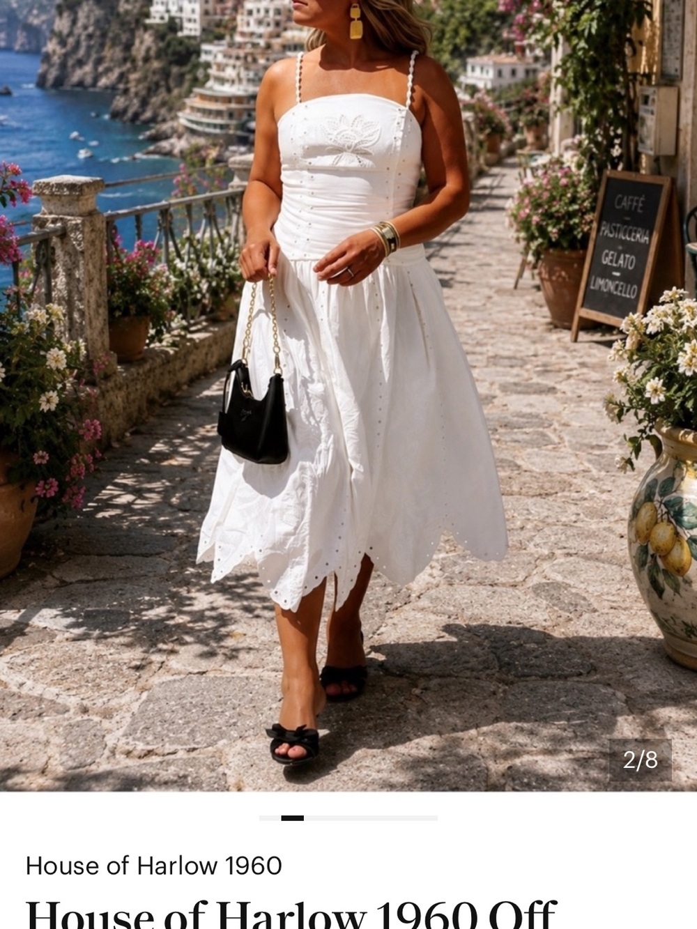 House Of Harlow 1960 white embroidered cotton midi dress size L - Picture 7 of 7